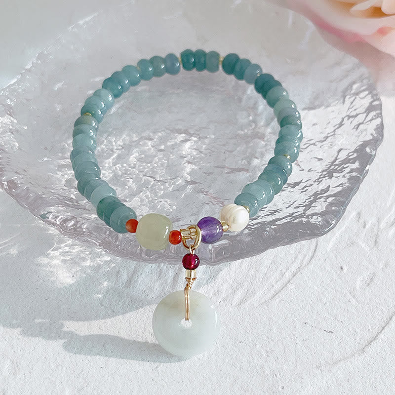 Buddha Stones, giada naturale di Hetian, perle, fibbia della pace, carattere Fu, zucca, borsa dei soldi, quarzo fragola, braccialetto della fortuna PiXiu