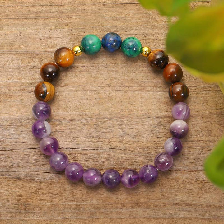 Buddha Stones Set di braccialetti mala tibetani purificanti in ametista - image 11