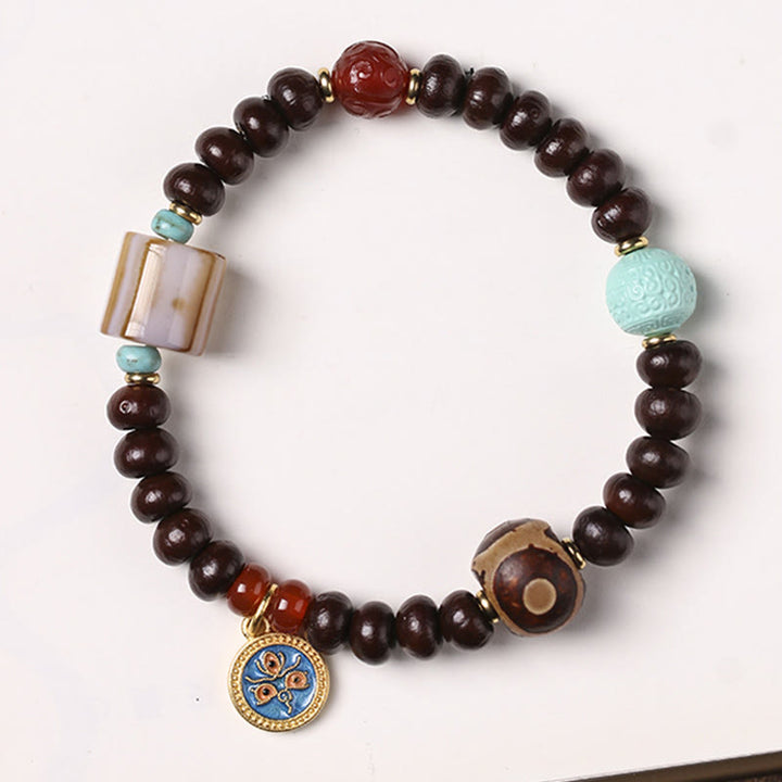 Buddha Stones naturali Tibet viola Bodhi Seed Dzi Bead Dio della ricchezza braccialetto di saggezza