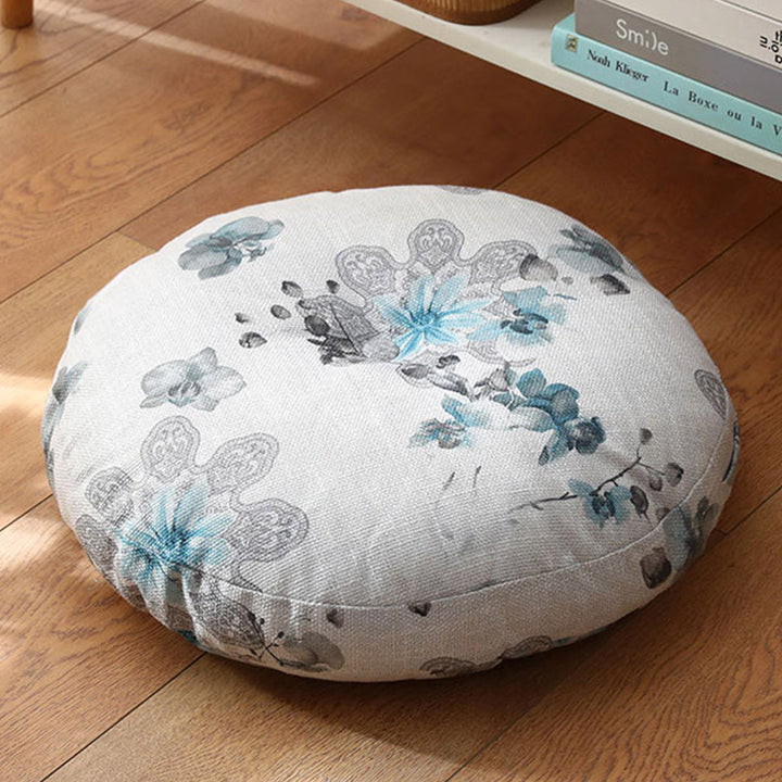 Cuscino per seduta da meditazione in lino con motivo semplice Buddha Stones e loto, decorazione per la casa e il soggiorno - Staccabile - Circa 40 cm × 10 cm (possibili leggere variazioni) - AliceBlue - image 18