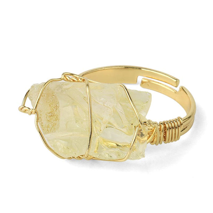 Anello regolabile con pietra preziosa naturale in cristallo di ametista Buddha Stones