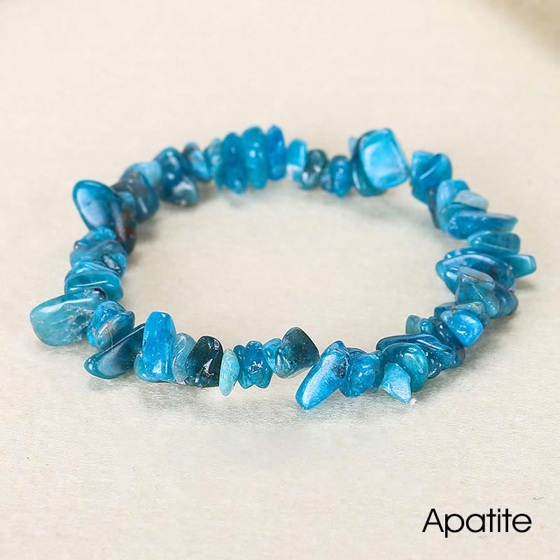 Braccialetto lenitivo con pietra di cristallo naturale di forma irregolare - Apatite (Circonferenza del polso: 15-16 cm) - image 48