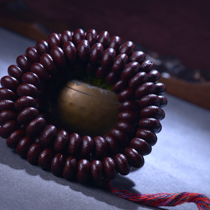 Buddha Stones Tibet naturale 108 Mala Beads Purple Bodhi Seed Bracciale della ricchezza