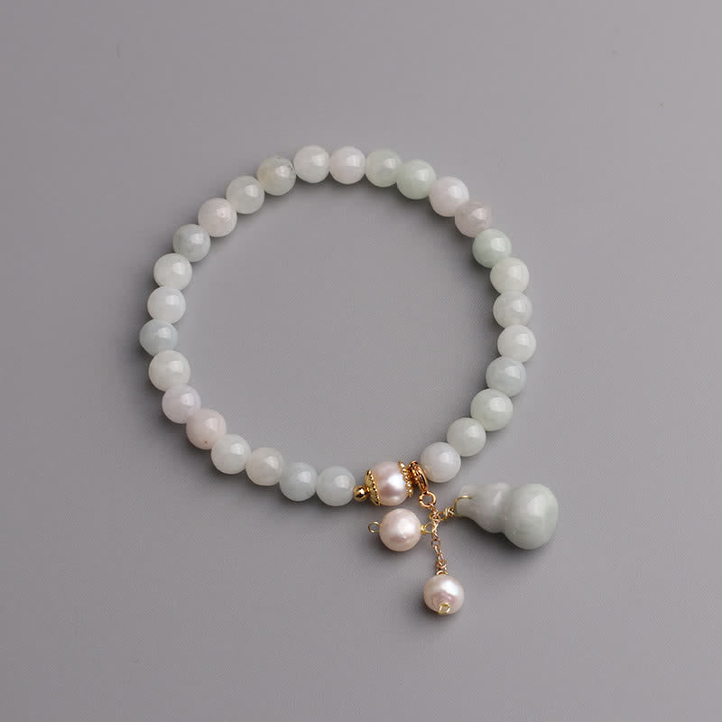 Braccialetto di fortuna e prosperità di zucca di perle di giada naturale Buddha Stones