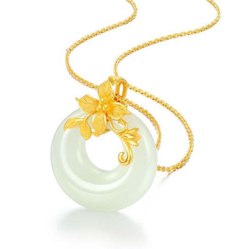 Buddha Stones Collana tibetana in giada bianca calma - Giada bianca - image 0