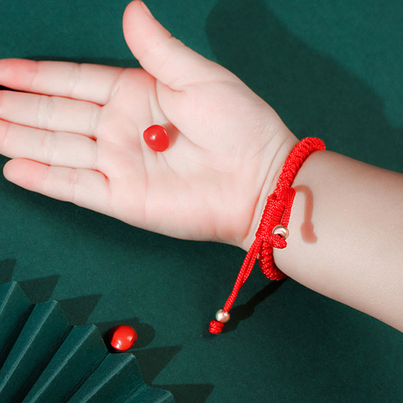 Buddha Stones per bambini in argento sterling 999 PiXiu Wealth King Kong Knot String Braided Kids - image 13