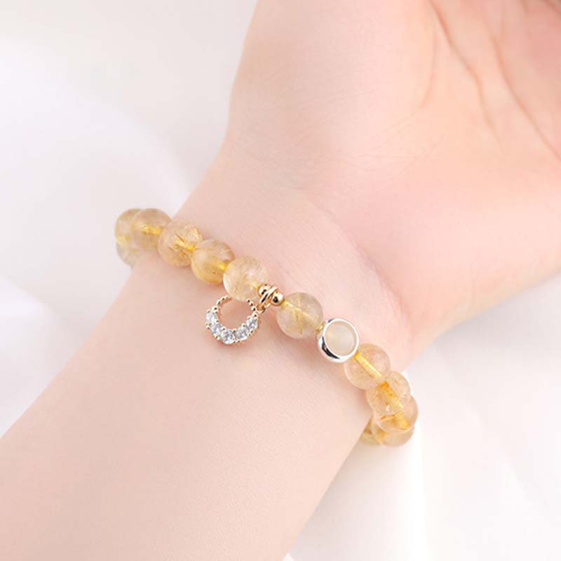 Bracciale con ciondolo lunare e protezione dalla fortuna in citrino