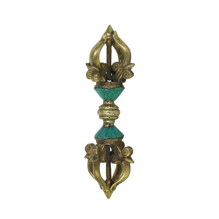 Buddha Stones Tibetano a cinque punte Vajra Dorje Artigianale Nepal Potere spirituale Decorazione in rame - image 11