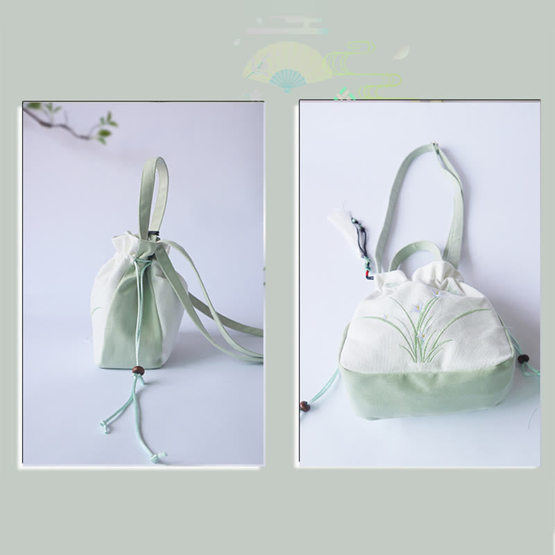 Borsa a tracolla in tela con fiori ricamati a mano con Buddha Stones - image 10