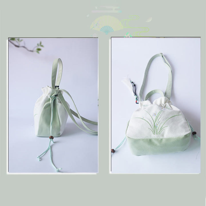 Borsa a tracolla in tela con fiori ricamati a mano con Buddha Stones - image 10