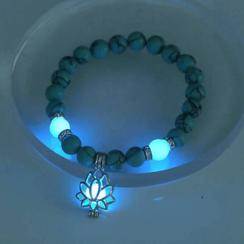 Braccialetto di protezione con perline luminose in pietra luminosa turchese tibetano Buddha Stones