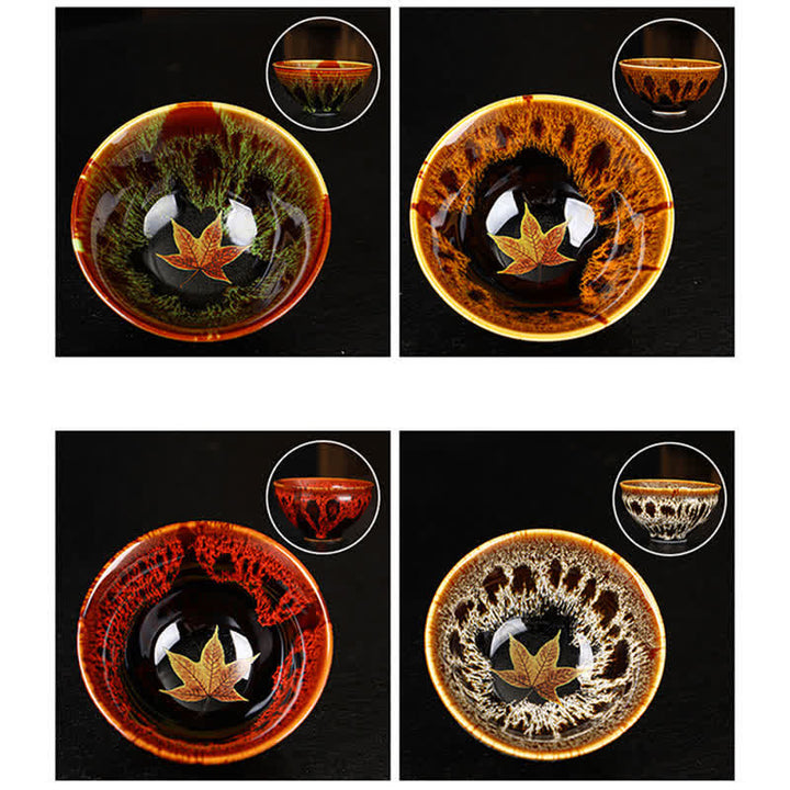 Buddha Stones Foglia d'acero Tazza da tè in ceramica colorata Tazze da tè per la casa