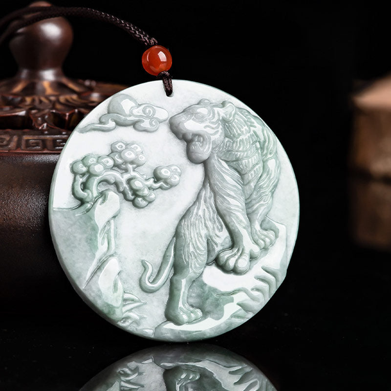 Collana con ciondolo a corda con tigre in giada e pietre Buddha Stones, zodiaco cinese - image 6