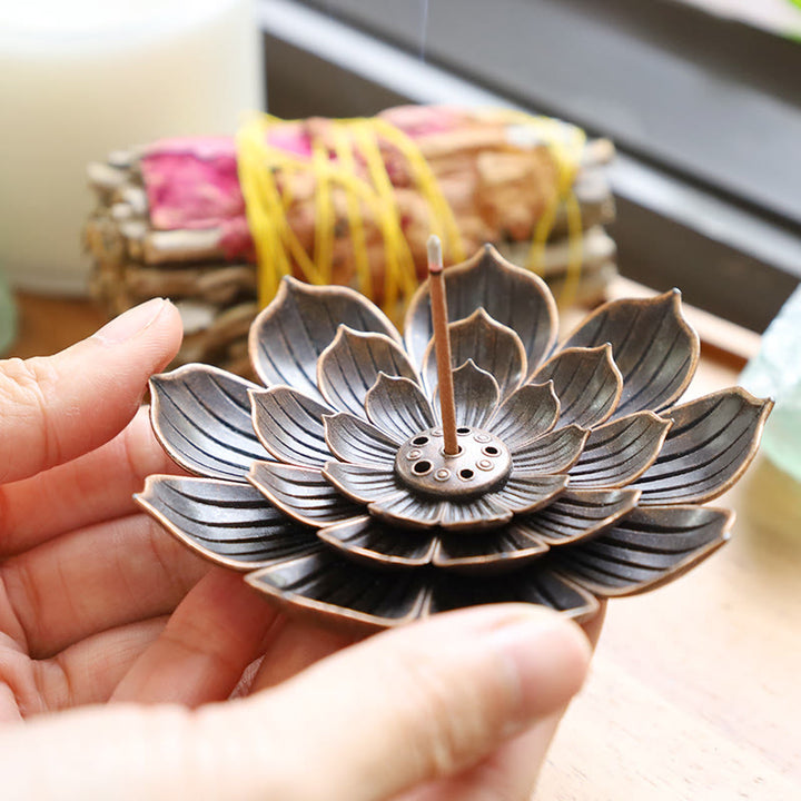 Buddha Stones Bruciatore di incenso creativo a sei fori di loto