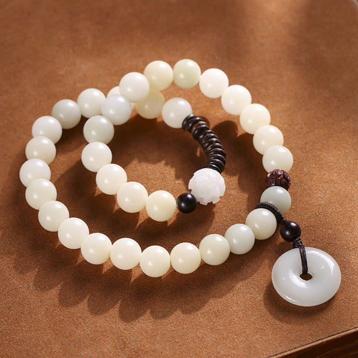 Braccialetto doppio giro Buddha Stones Bodhi Seed Sandalo verde Lotus Peace Buckle Harmony