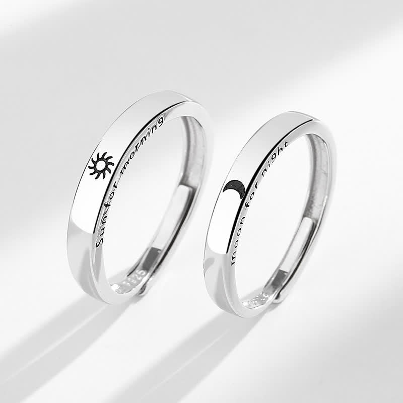 Anello regolabile per coppia con protezione sole e luna in argento sterling 925 Buddha Stones - image 1