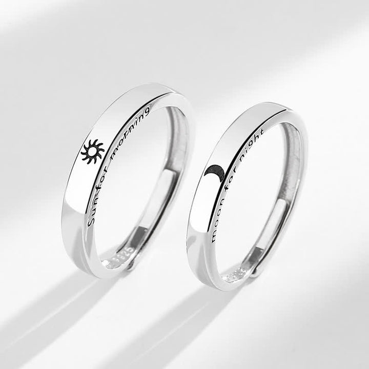 Anello regolabile per coppia con protezione sole e luna in argento sterling 925 Buddha Stones - image 1