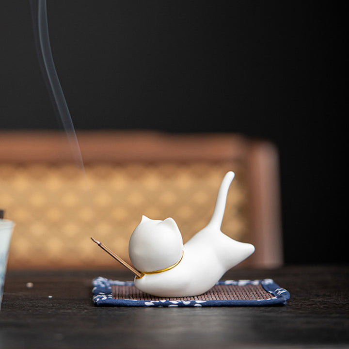 Decorazione per bruciatore di incenso in ceramica con gatto e panda, per benedizione - image 8