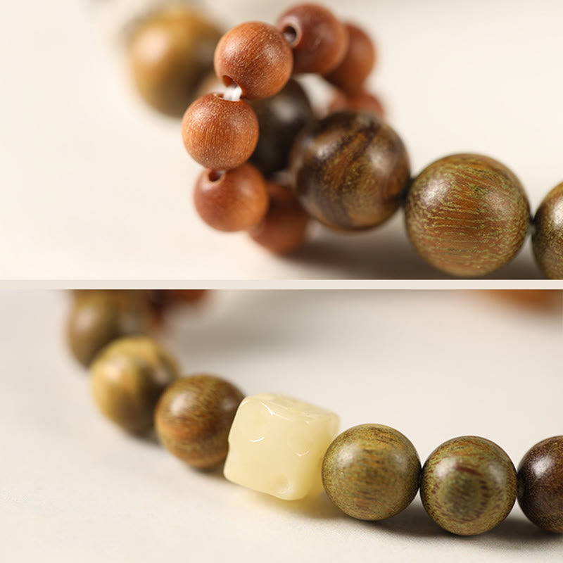 Braccialetto rilassante Buddha Stones Green Sandalwood Ebony Wood Cat Peace - image 5