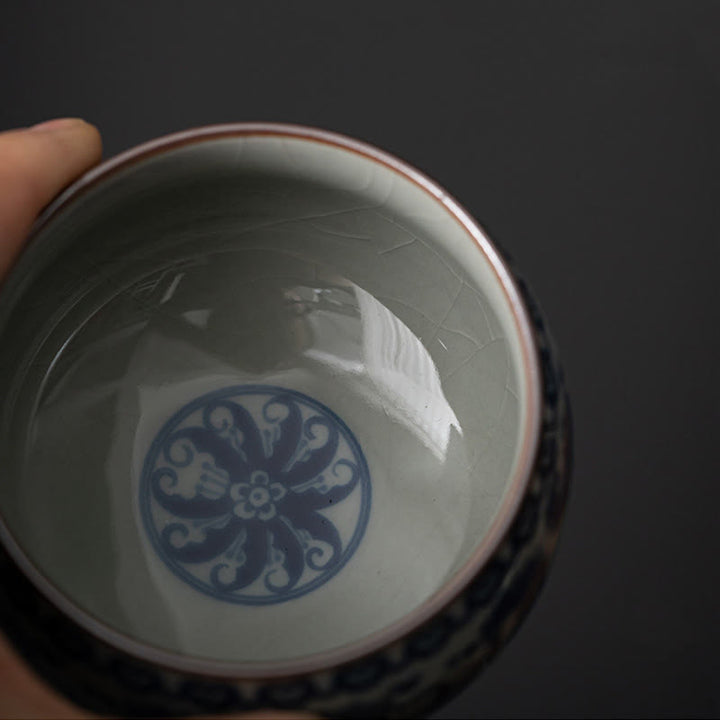 Buddha Stones Paesaggio di montagna Loto Orchidea Padiglione Raccolta Tazza da tè in ceramica Tazza da tè Kung Fu
