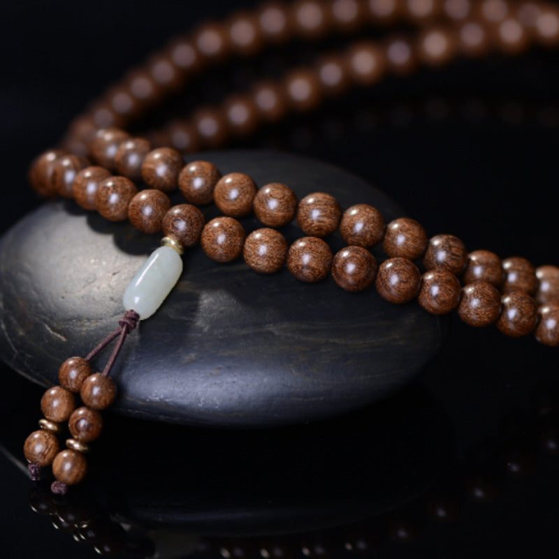 Braccialetto Buddha Stones 108 Mala Beads Palissandro Giada Calma