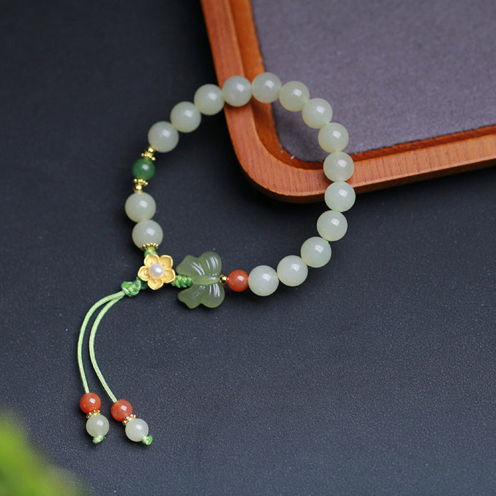 Bracciale Buddha Stones 925 Sterling Silver Jade Luck Flower Butterfly - image 10