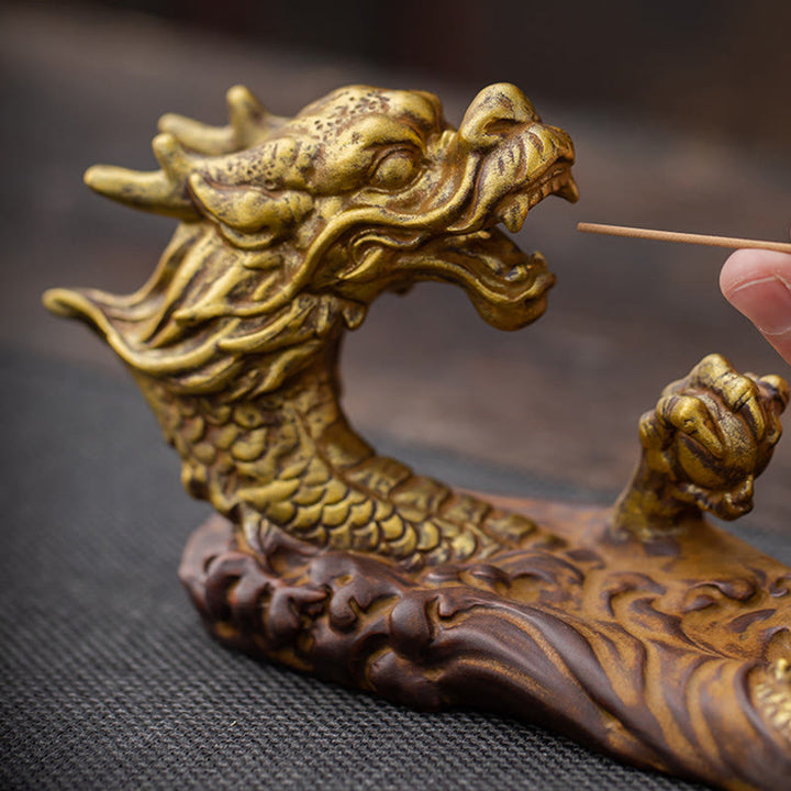 Decorazione bruciatore di incenso in ceramica con bastoncino di protezione del drago Buddha Stones