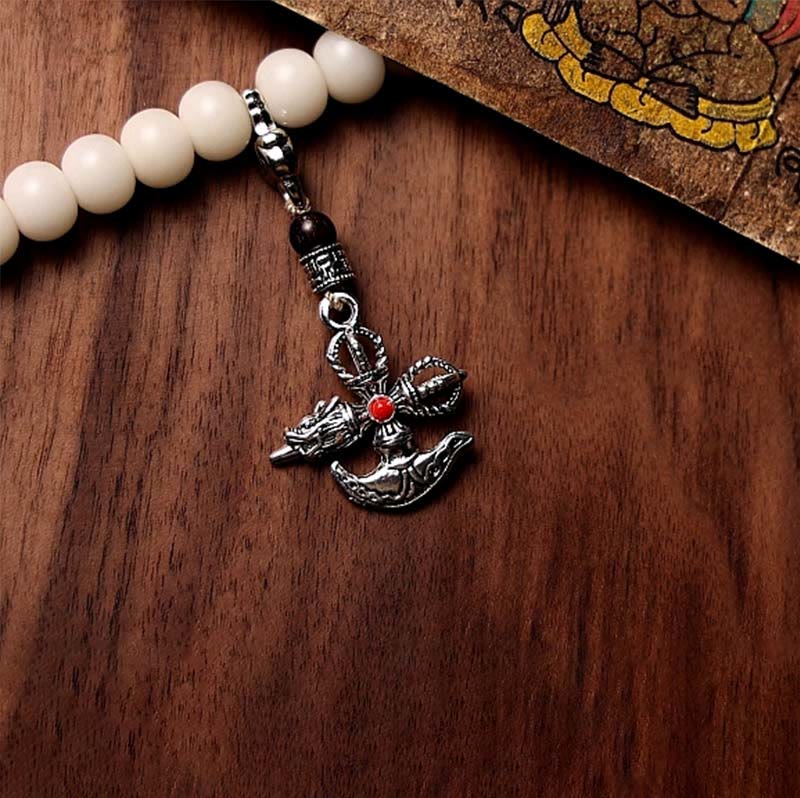 Buddha Stones Tibet 108 perle Mala Bodhi Seme Bagua Vajra Dzi Perline Bracciale Ricchezza Agata Grigia