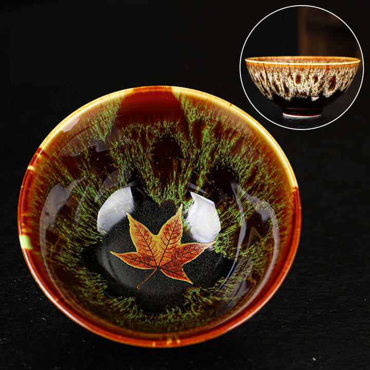 Buddha Stones Foglia d'acero Tazza da tè in ceramica colorata Tazze da tè per la casa