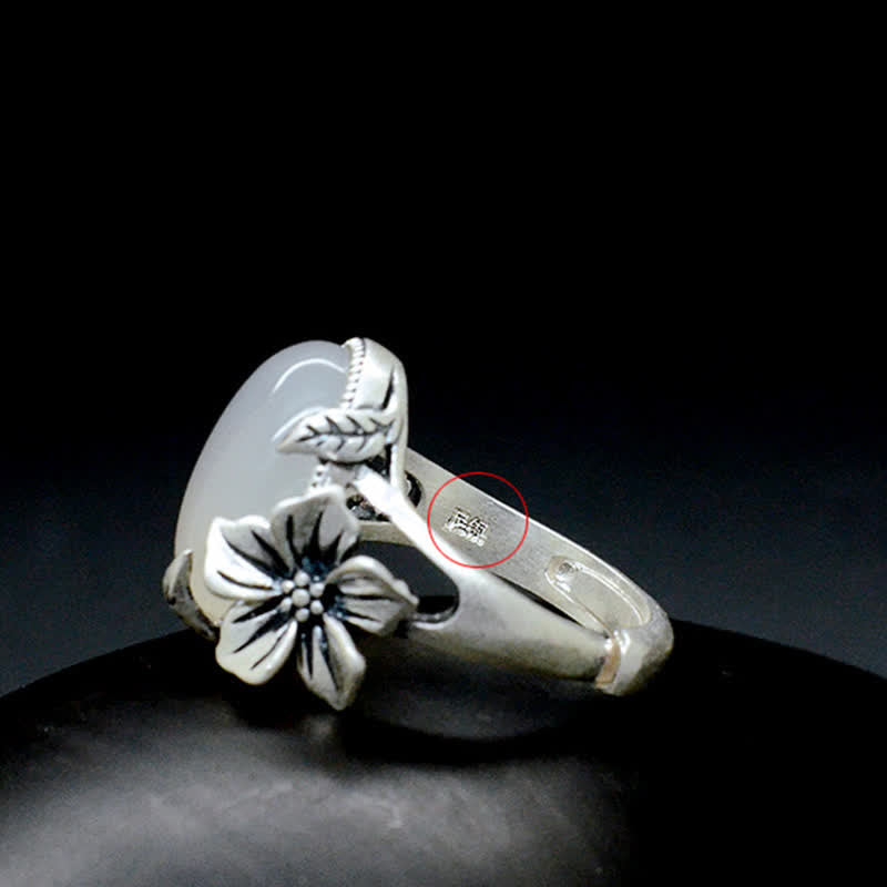 Anello in argento sterling 990 con calcedonio naturale e prugna, armonia positiva - image 14