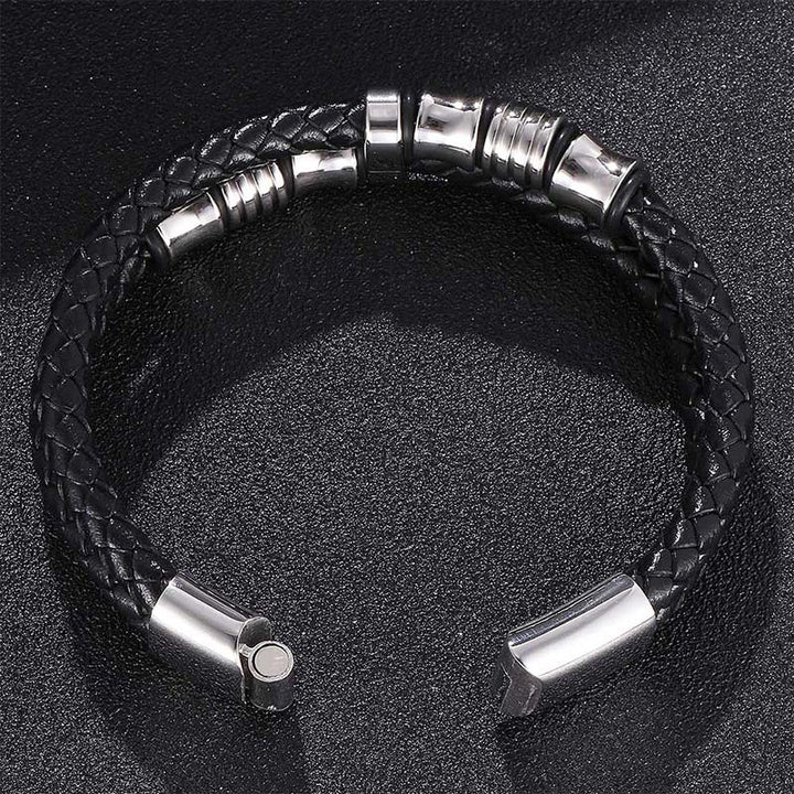 Braccialetto della fortuna in pelle intrecciata a strati Buddha Stones