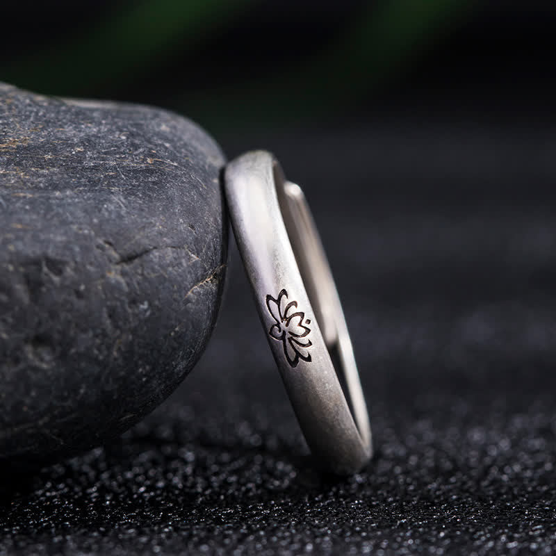 Anello Buddha Stones 925 Sterling Silver Lotus Flower Enlightenment - image 3