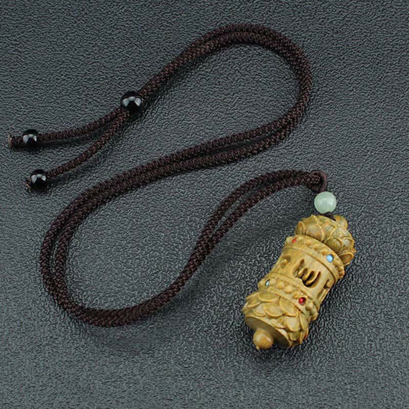 Buddha Stones Tibet Sandalo verde Palissandro Om Mani Padme Hum Loto Collana pendente rilassante positivo - image 5