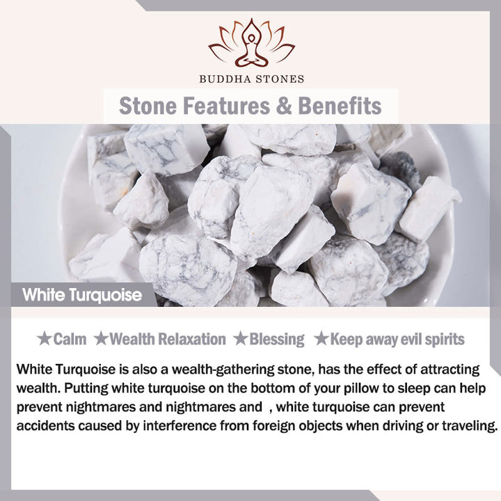 Buddha Stones 12 Costellazioni dello Zodiaco Pietra Naturale Smerigliata Braccialetto di Perline di Turchese Bianco Fortuna