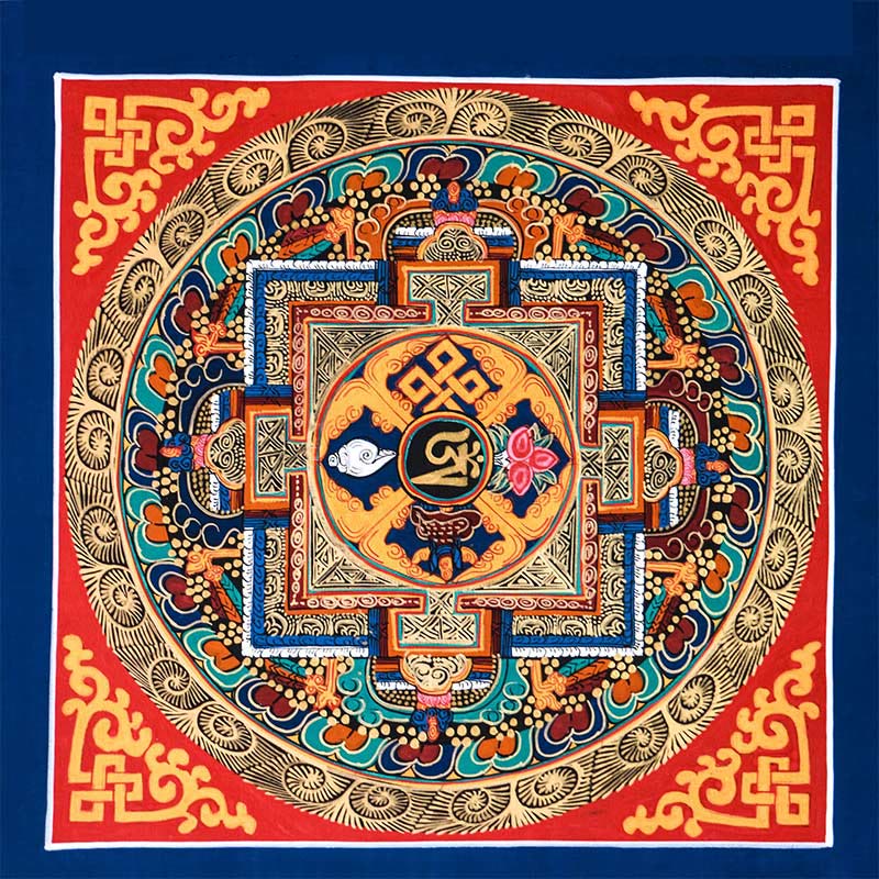 Dipinto Thangka tibetano fatto a mano, benedizione Thangka, scatola cieca, motivo a colori casuali