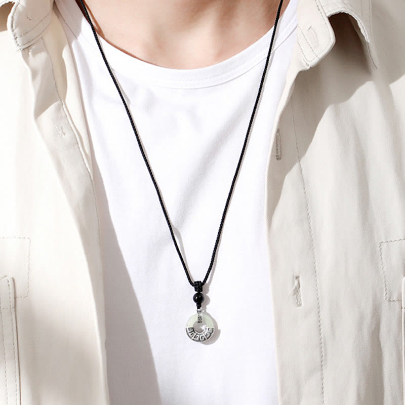 Collana con ciondolo Buddha Stones in argento sterling 925, giada naturale di Hetian, fibbia della pace e prosperità - image 6