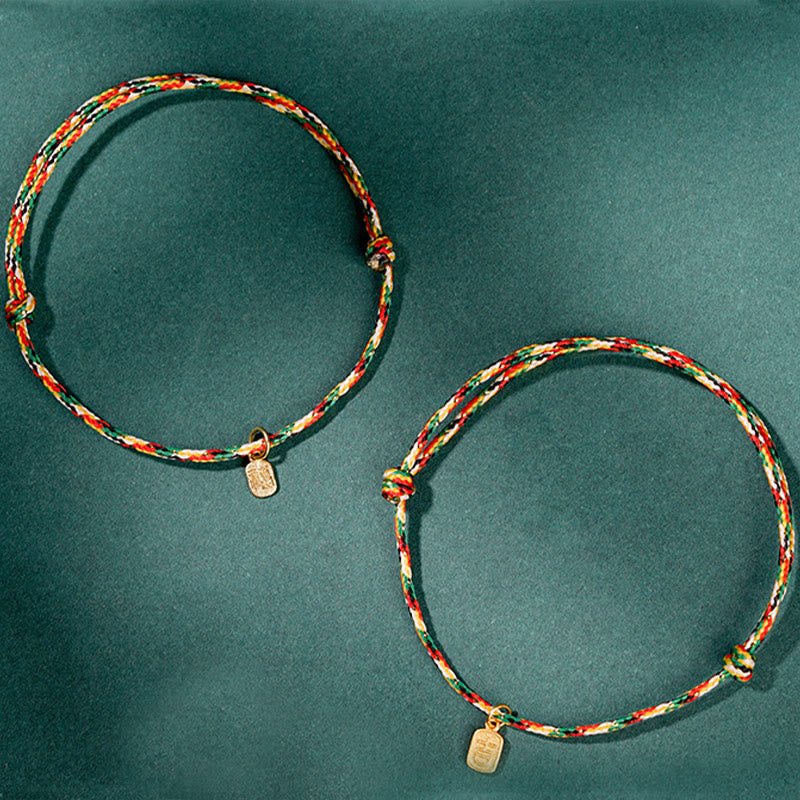 Buddha Stones di buon auspicio Fu carattere pace e gioia fortuna braccialetto multicolore fatto a mano per bambini e adulti