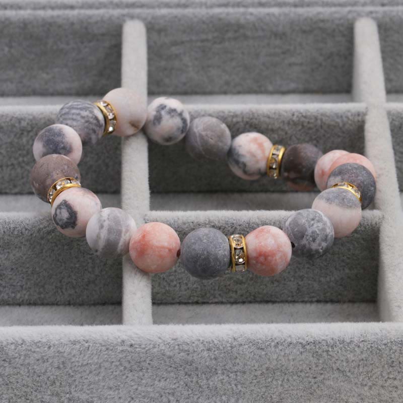 Braccialetto di perline di diaspro zebrato con cristalli curativi per ansia e stress Buddha Stones