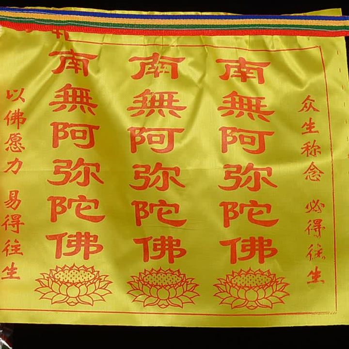 Buddha Stones Bandiera di preghiera tibetana a 7 colori con cavallo a vento e loto di buon auspicio per esterni, 21 pezzi. - image 20