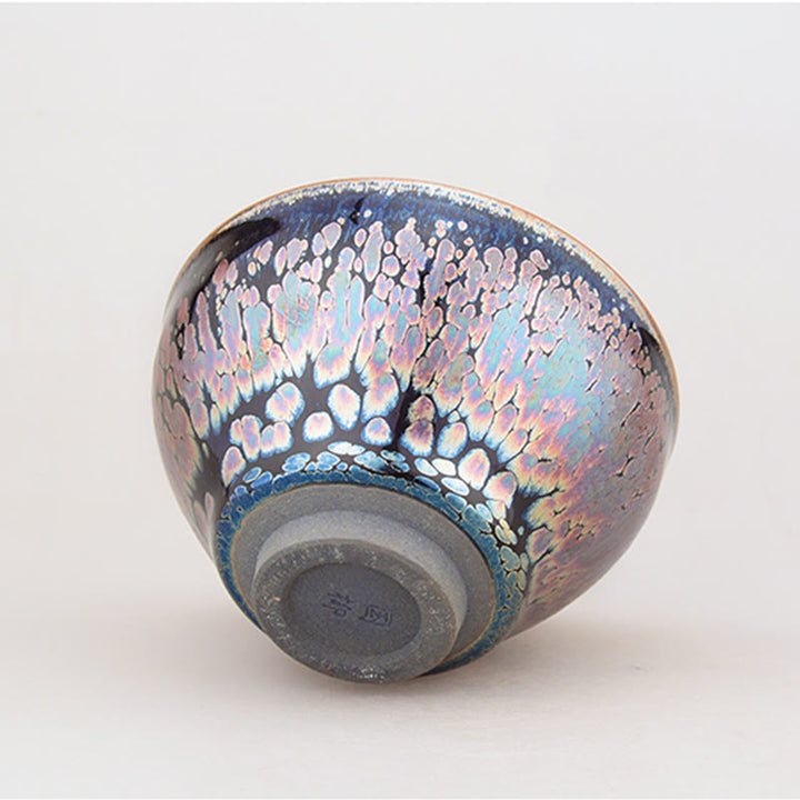 Buddha Stones fatte a mano con motivo di piante succulente Jianzhan cinese tazza da tè in ceramica Tenmoku Kung Fu