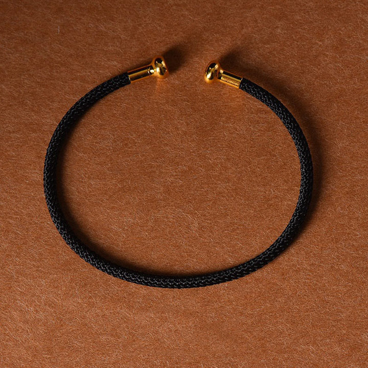 Braccialetto con polsino in corda intrecciata con design semplice fatto a mano Buddha Stones - Nero - image 12