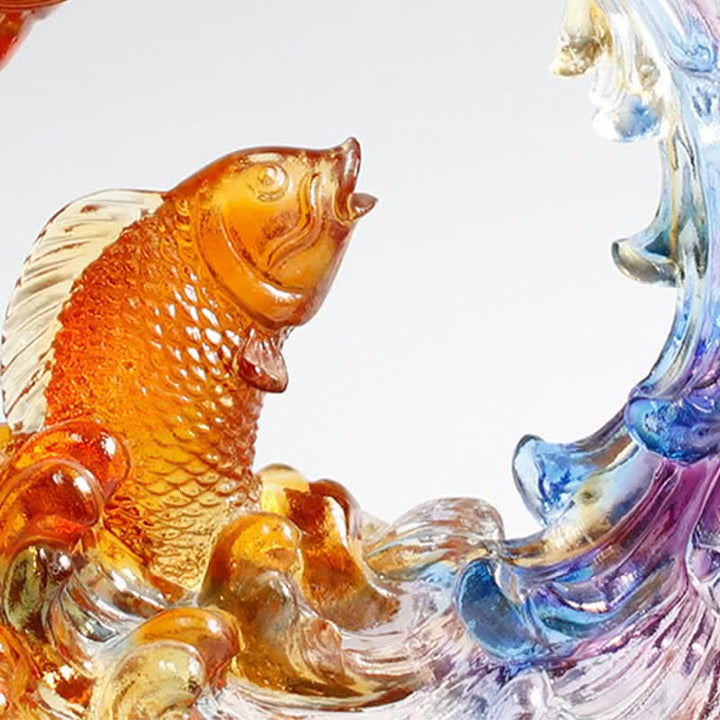 Buddha Stones Feng Shui Drago Koi Pesce Fatto a Mano Liuli Cristallo Arte Pezzo Decorazione Casa Ufficio - image 6