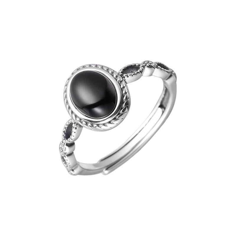 Anello della fortuna in onice nero in argento sterling 925 Buddha Stones - image 10