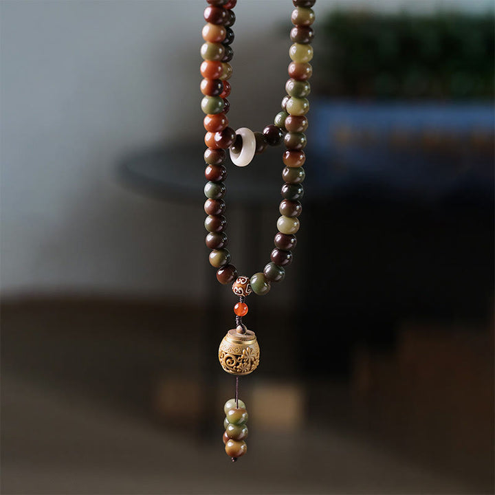 Buddha Stones 108 Mala Beads Dunhuang Color Bodhi Seed Dzi Bead Keep Away Evil Spirits Bracciale