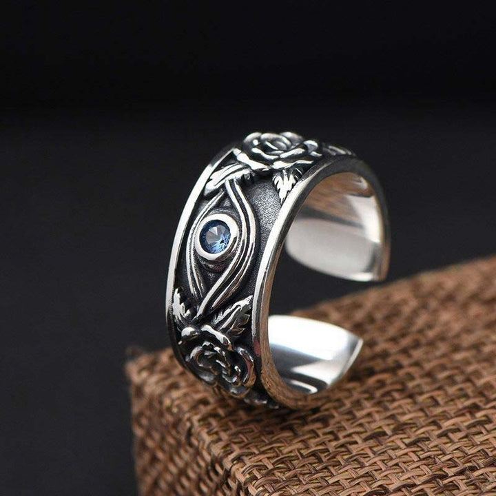 Anello regolabile con protezione in cristallo con occhio di Horus Buddha Stones - image 2