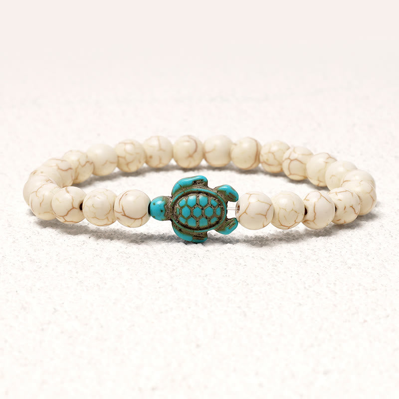 Braccialetto di benedizione con tartaruga marina in pietra naturale Buddha Stones Turchese