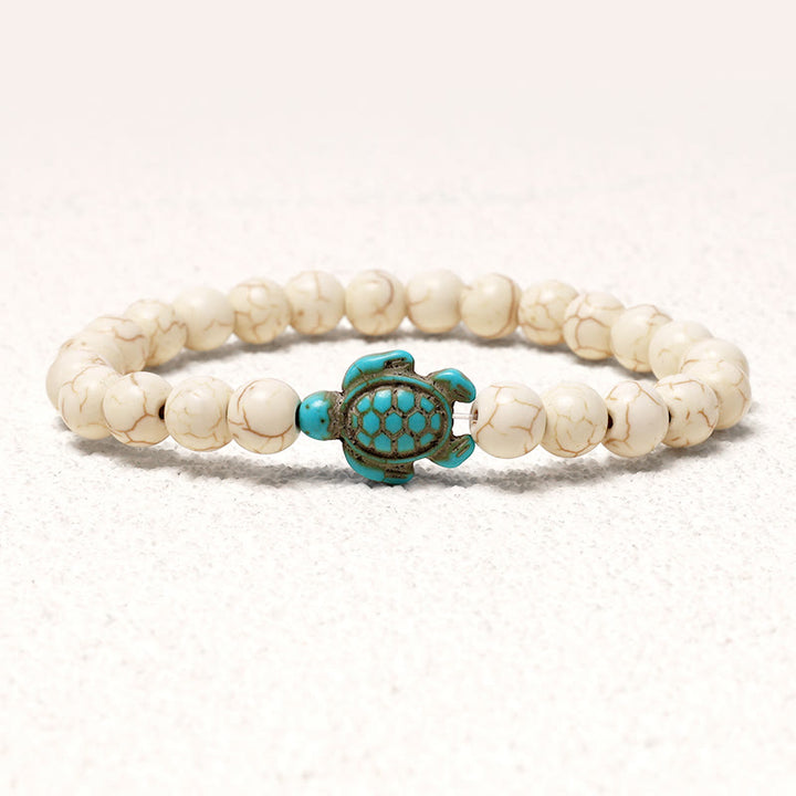 Braccialetto di benedizione con tartaruga marina in pietra naturale Buddha Stones Turchese