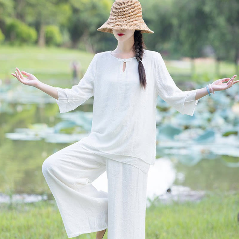 Completo da donna per Tai Chi, meditazione, preghiera, pratica spirituale zen mattutina. - image 6