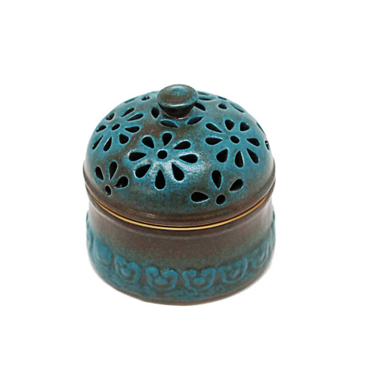 Buddha Stones Mini Hollow Meditazione Spirituale Ceramica Piccolo Bruciatore di Incenso Decorazione