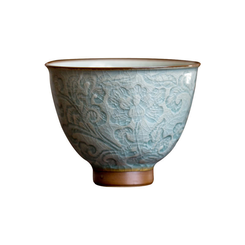 Tazza da tè in ceramica intagliata con Buddha Stones loto Tazza da tè Kung Fu